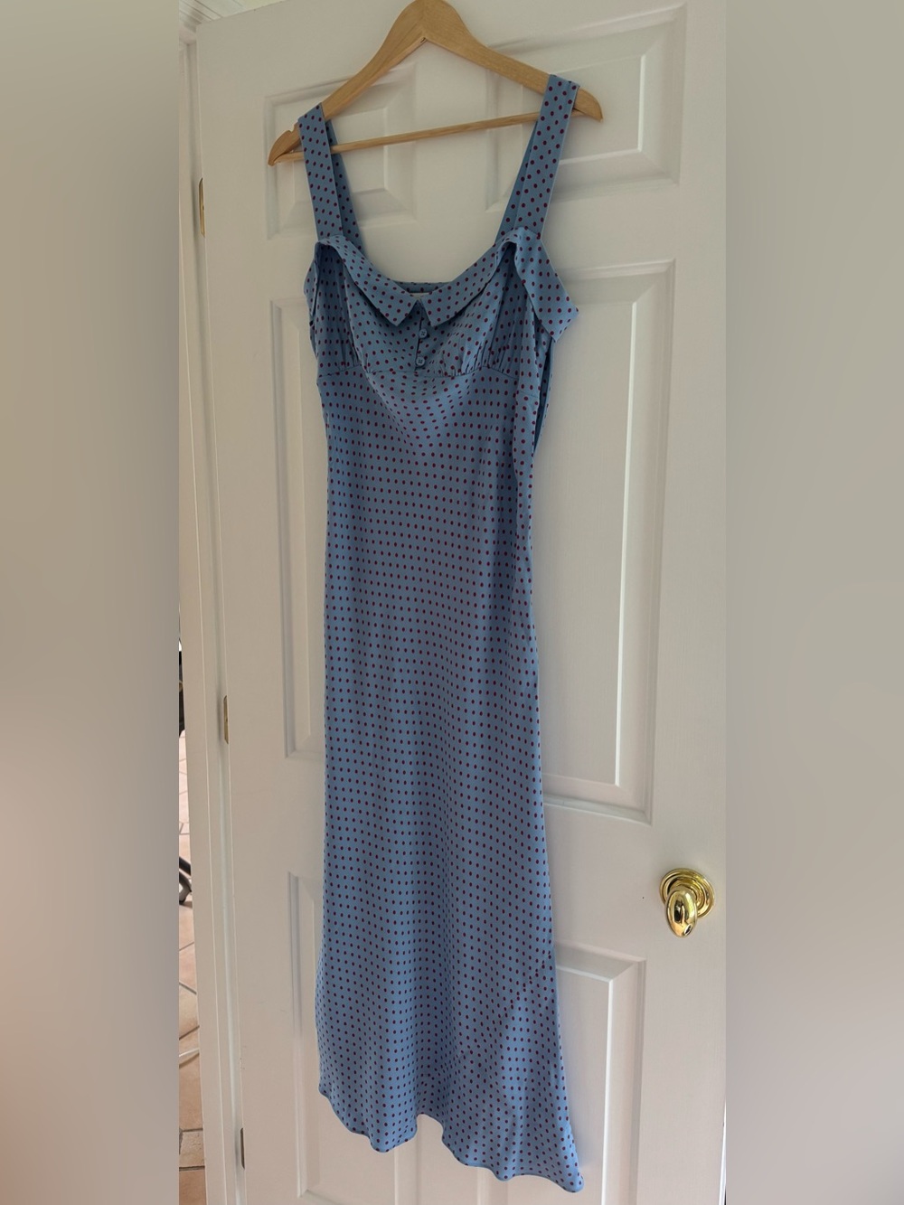 Blue Polka Dot Sleeveless Dress
